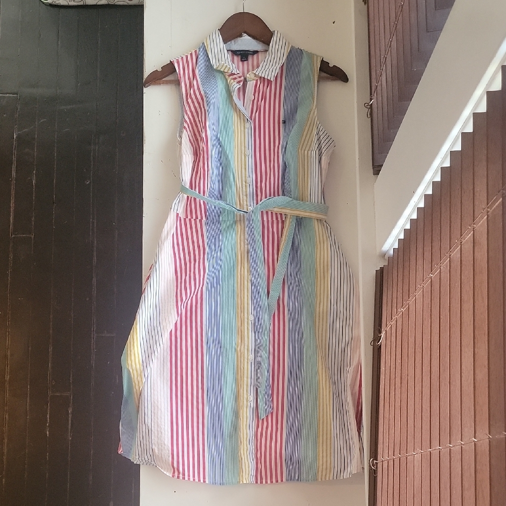 Tommy Hilfiger Striped Sleeveless Shirt Dress